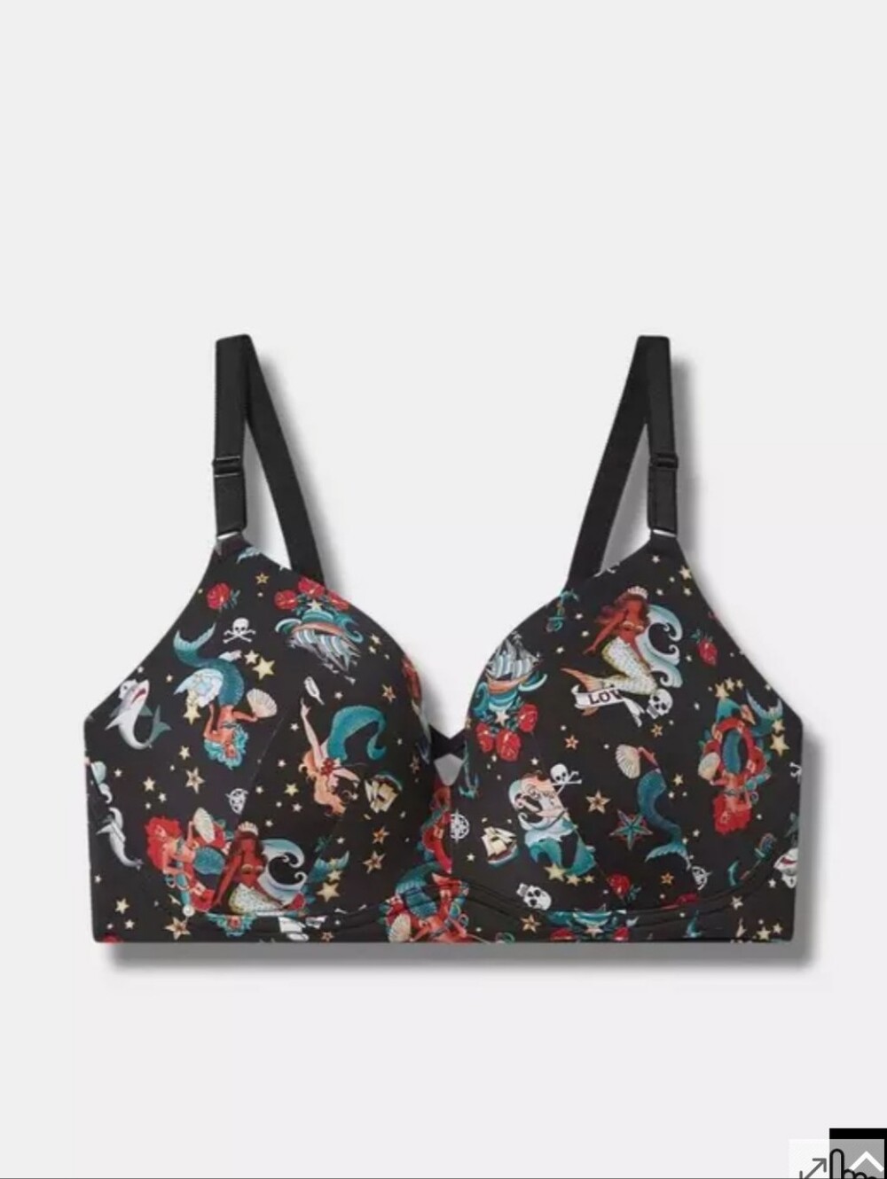Torrid Black Mermaid & Tattoo Print T-Shirt Bra